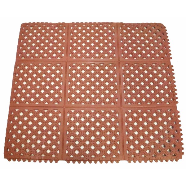 Rhino Mats Drain-X Diamond Drainage Mat, Rubber, Drainage Holes, 3 ft W x 3 ft L, Terra Cotta DX-3636R - main